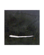 Original art work from the under the moonlight series of Sachiyo Kaneko, poet of the magical ink, shoka, Japanese calligrapher. sumi ink, silver on paper.