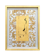 Original art work.
Traditional sumi ink on gold leaves on decorated washi, Japanese traditional paper.

Contemporary style of SHO, Japanese calligraphy.