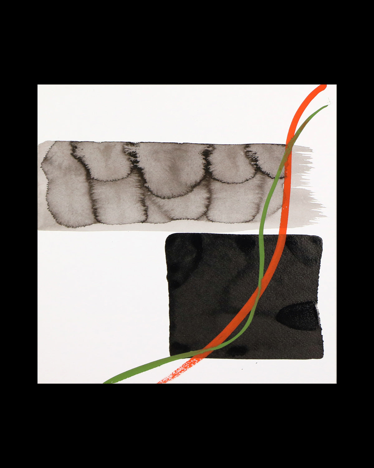 Original art work.
Rather than freeing us from the concept of time, this series is more about taking us to a different space in an instant.
At first glance, the works look pop, but the materials themselves have a relaxing power, as they are made of Japanese ink and Japanese painting pigments dissolved in natural glue.
The simple composition makes this a difficult challenge that tests the expressive power of the lines, and it is filled with Sachiyo Kaneko’s unique charm.